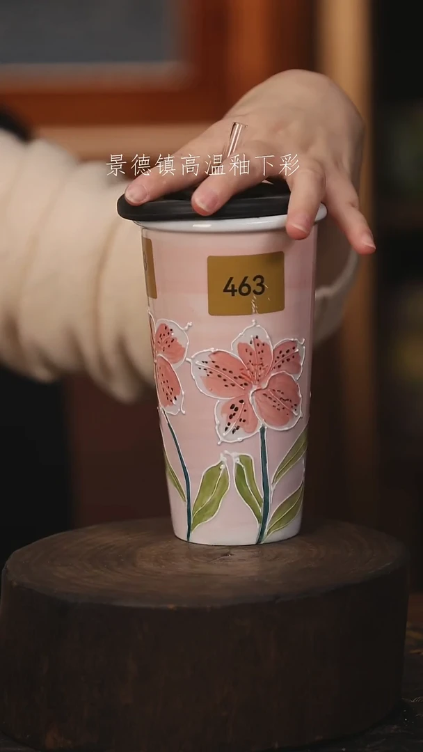 陶瓷景德镇高温釉下手绘陶瓷@L463@