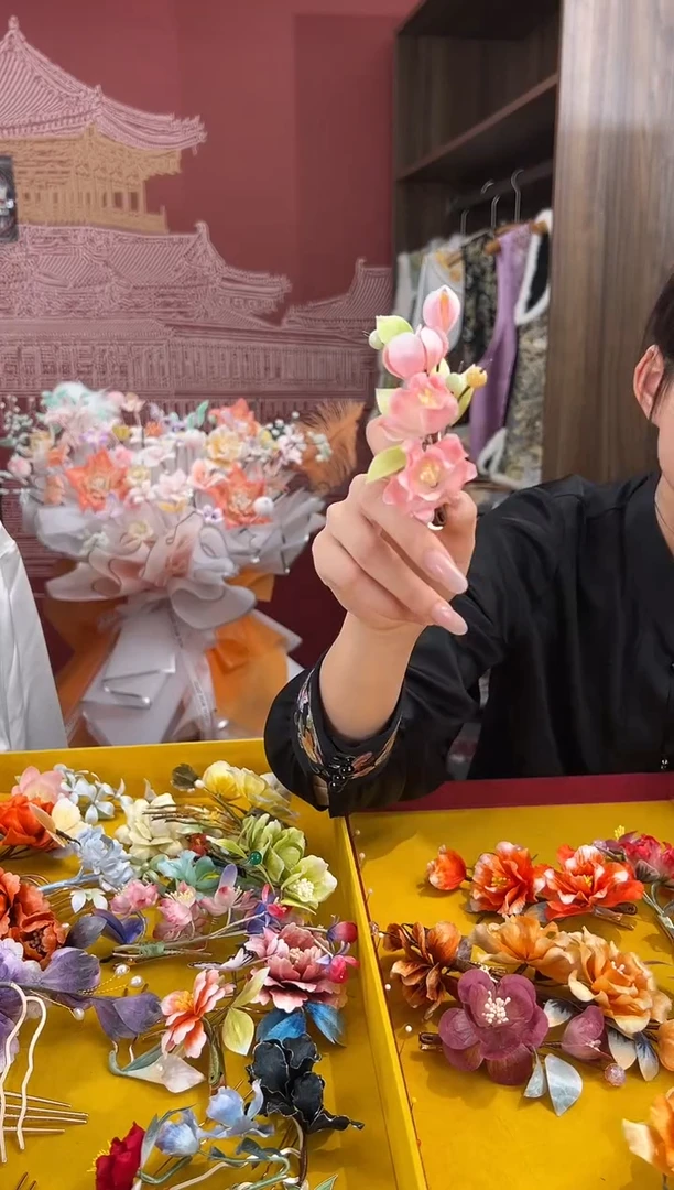 【闪购商品】刺绣非遗绒花（发饰）