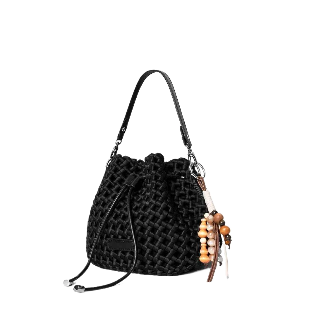 2025新款包包女手工编织手提水桶包高级感百搭迷你单肩斜挎包8989