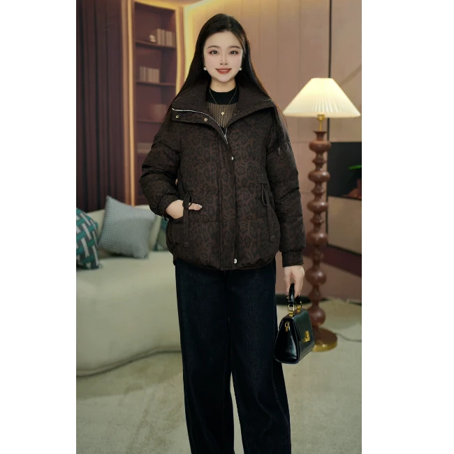 【伊可定制】D8129欧版豹纹羽绒服2025冬季新款洋气时尚气质羽绒服