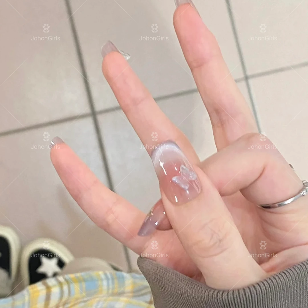 JohonGirls'/琴岛小嫚【星愿罗兰】夏日紫色纯欲蝴蝶猫眼手工穿戴甲