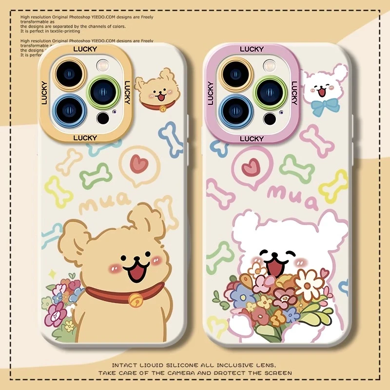 情侣小狗苹果16/15promax手机壳iPhone14/13全包12/11硅胶xs/xr套