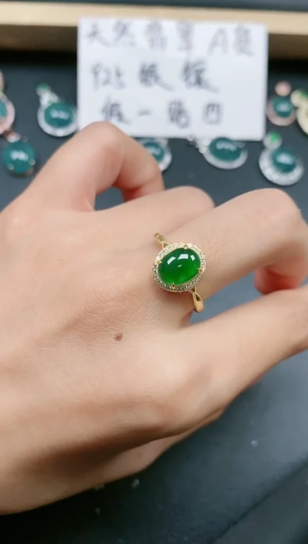 翡翠戒指银S925镶嵌1111111