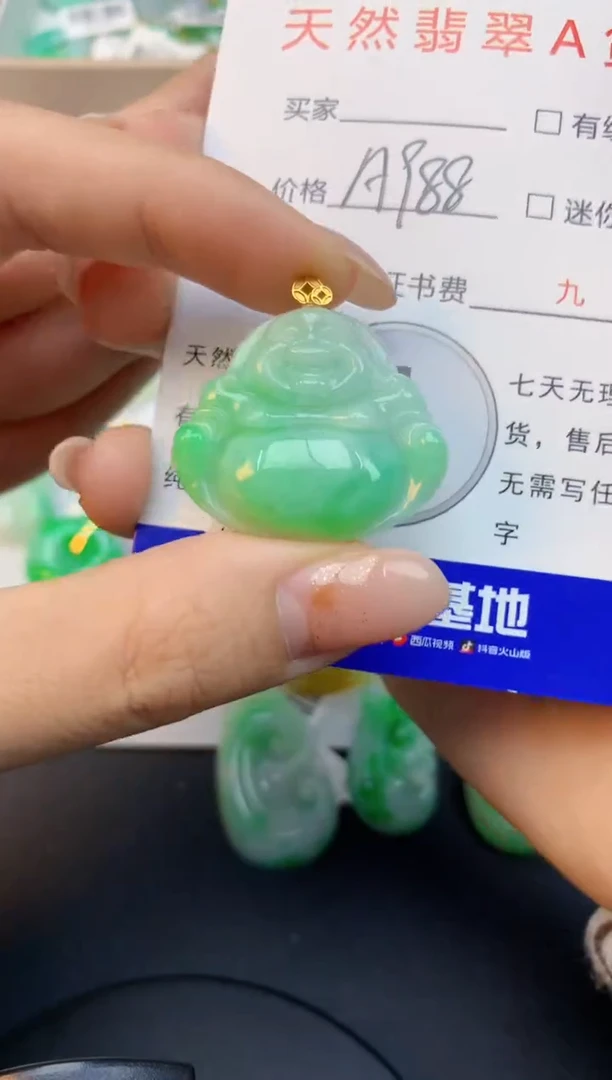 颈饰18K金镶嵌翡翠天然缅甸a货翡翠百元以上9元证书费自理