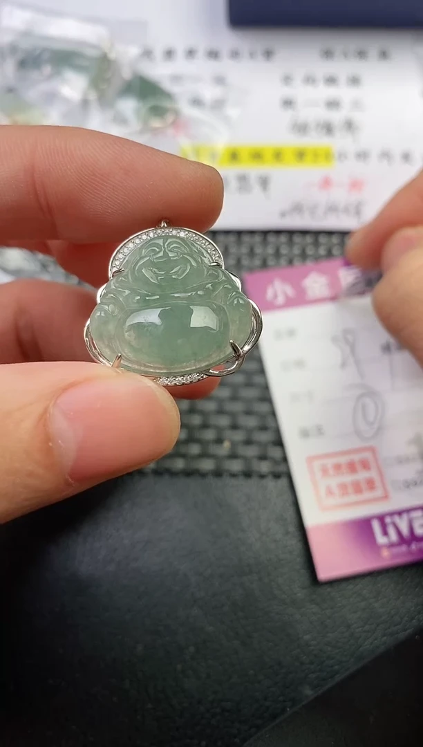 颈饰银S925镶嵌翡翠喜**！挂件