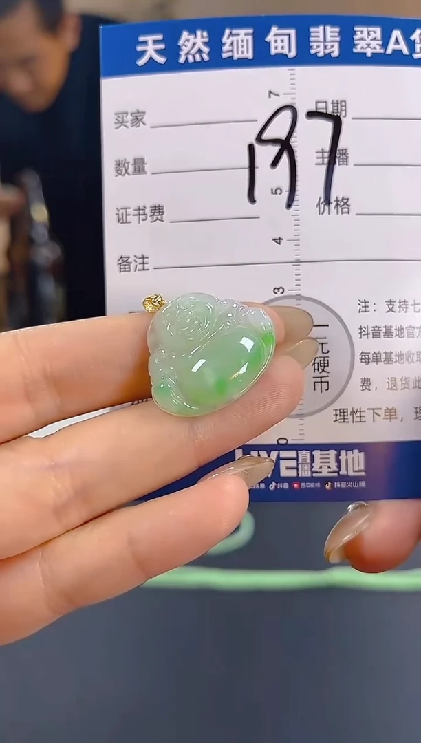 颈饰18K金镶嵌翡翠纯天然缅甸翡翠A货