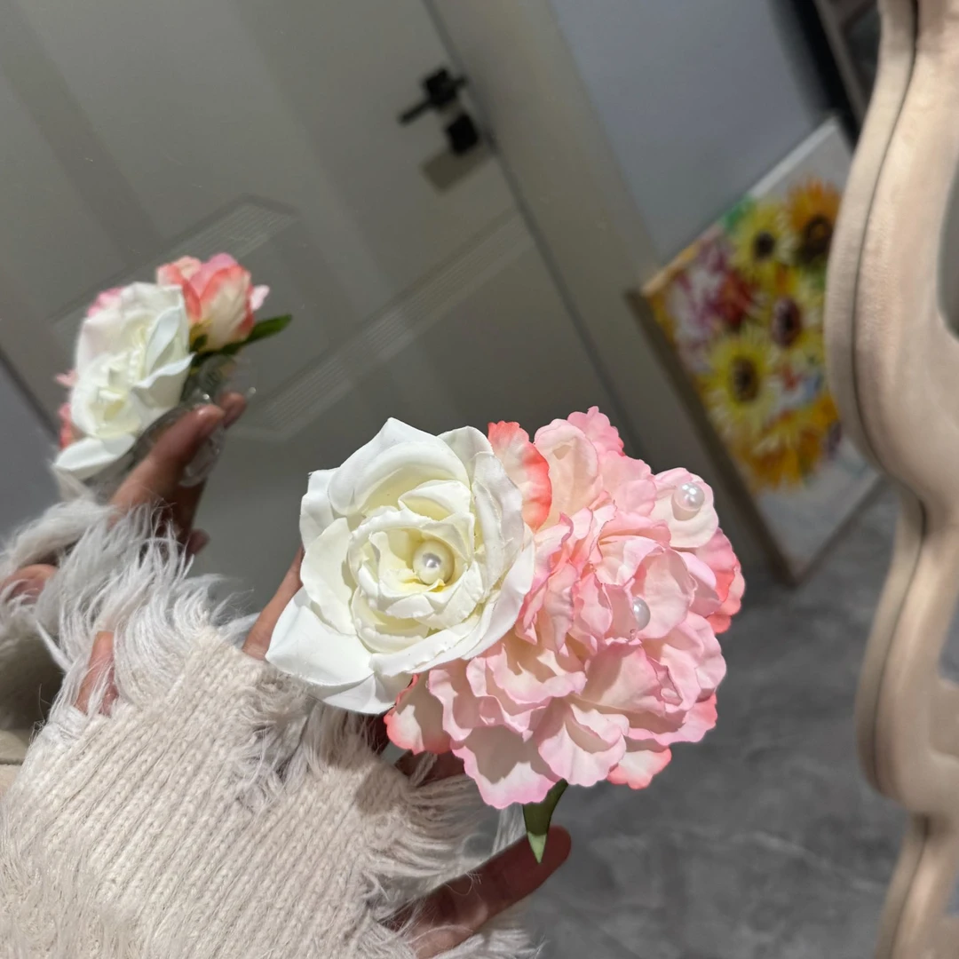 女抓夹一字夹边夹气质配饰侧边超仙花朵手工侧边花花朵发夹