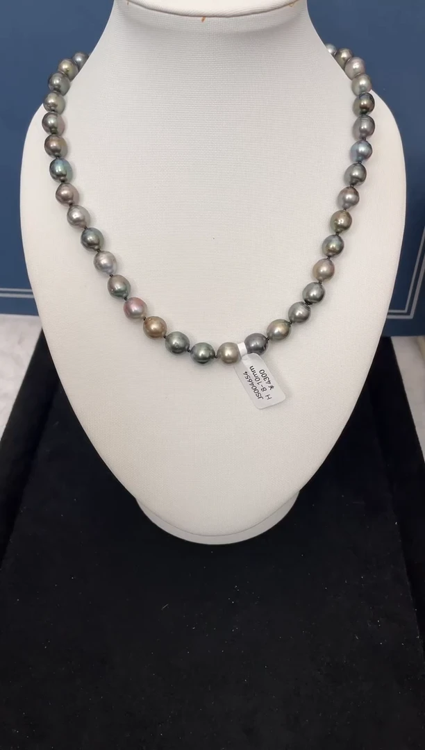 【闪购商品】海水珍珠项链银S925镶嵌大溪地8-10mm（多样性发一）