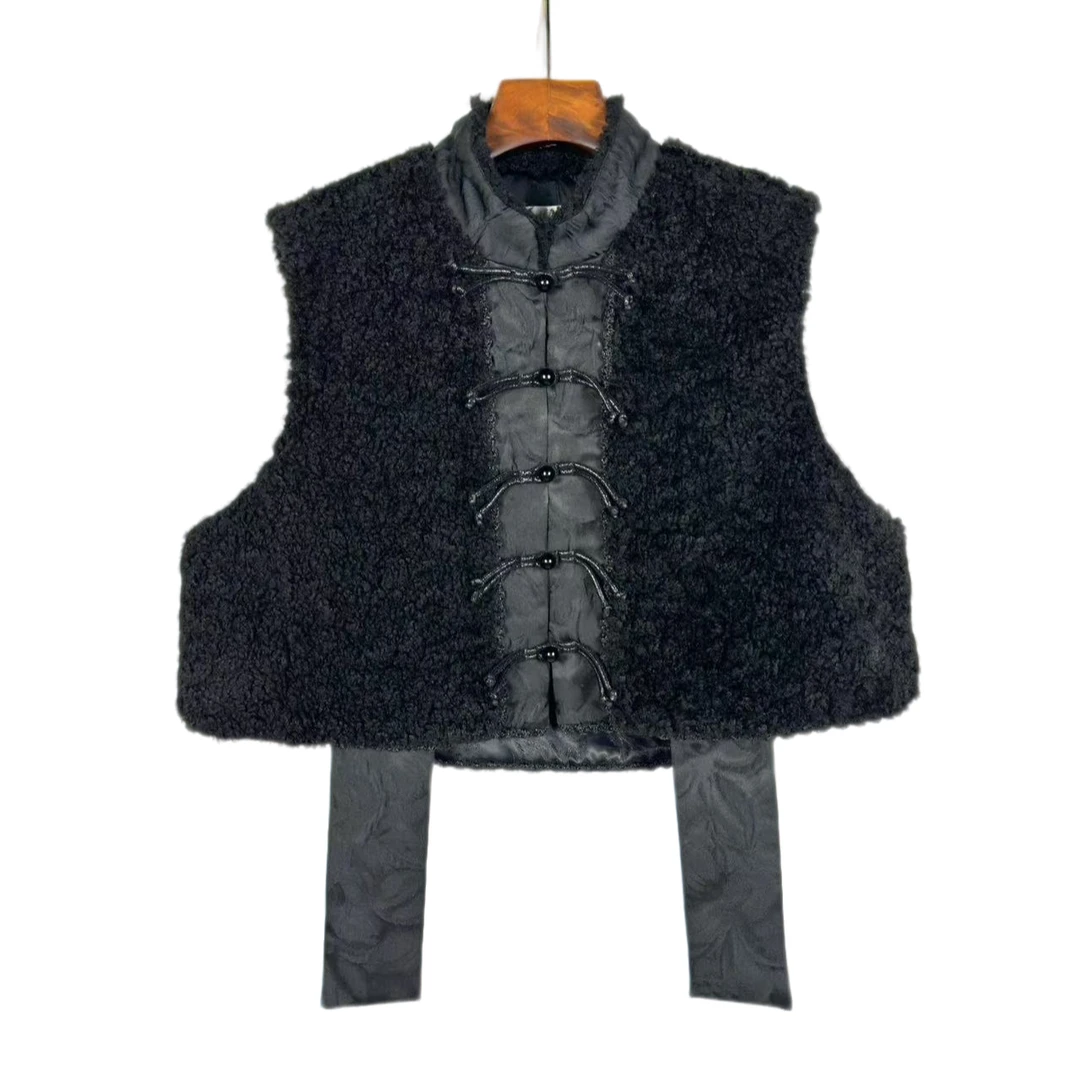 朱总原创设计墨韵轻奢L24M-4C131时尚毛马夹