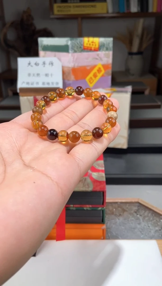 琥珀颈饰未镶嵌就****观8+多宝手串