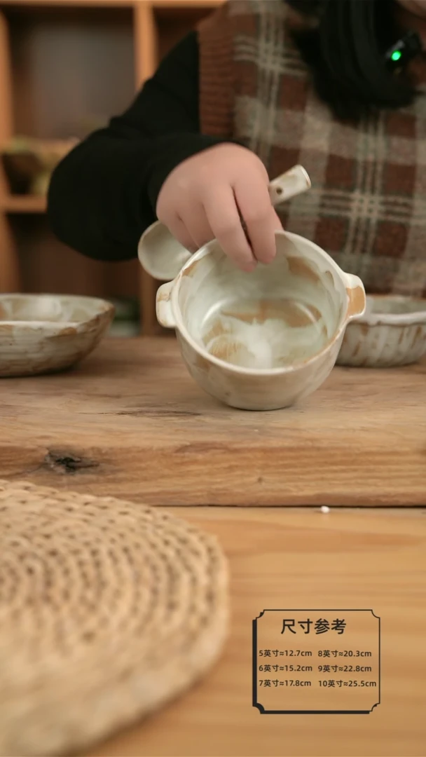 【闪购商品】C002粉影的双耳早餐碗加勺子