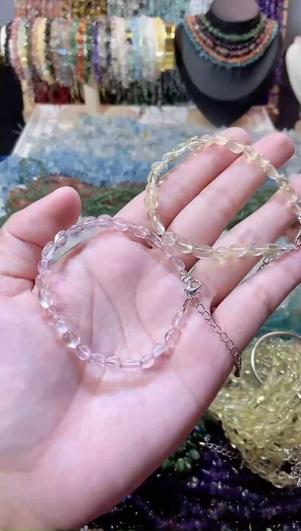 未镶嵌珠宝半成品水晶随行黄水晶粉水晶手链