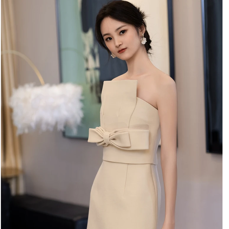 欧洲进口全羊毛料名媛礼服宴会新娘婚礼连衣裙裙