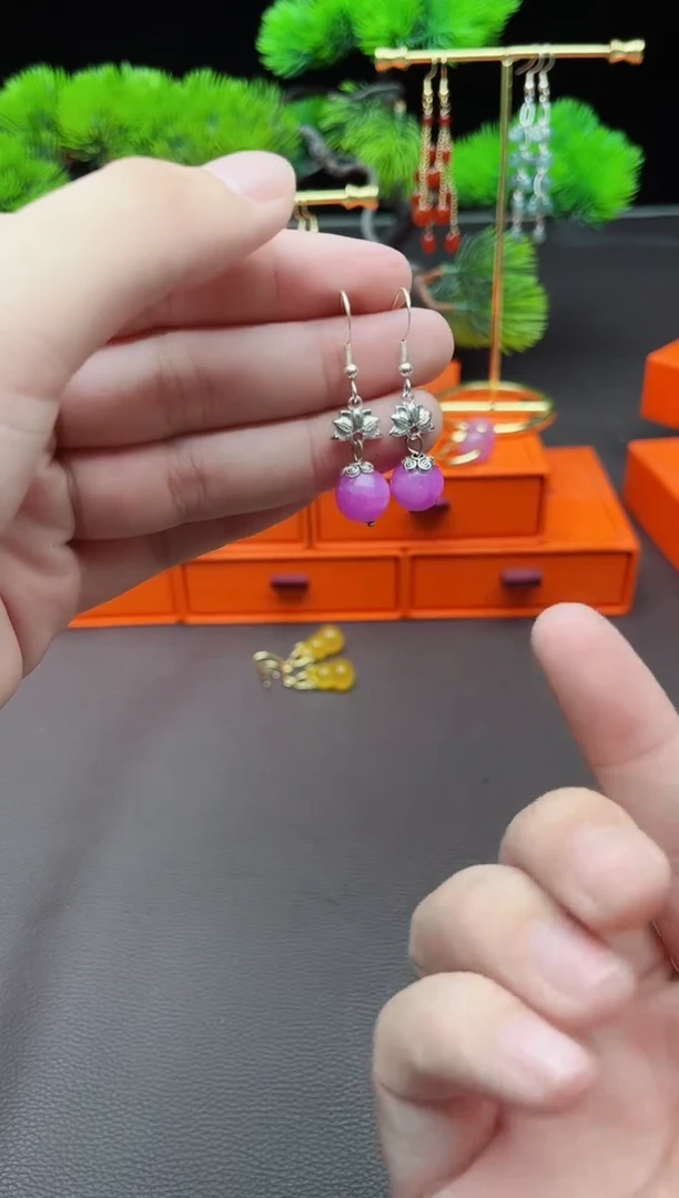 玛瑙/玉髓耳饰银S925镶嵌401