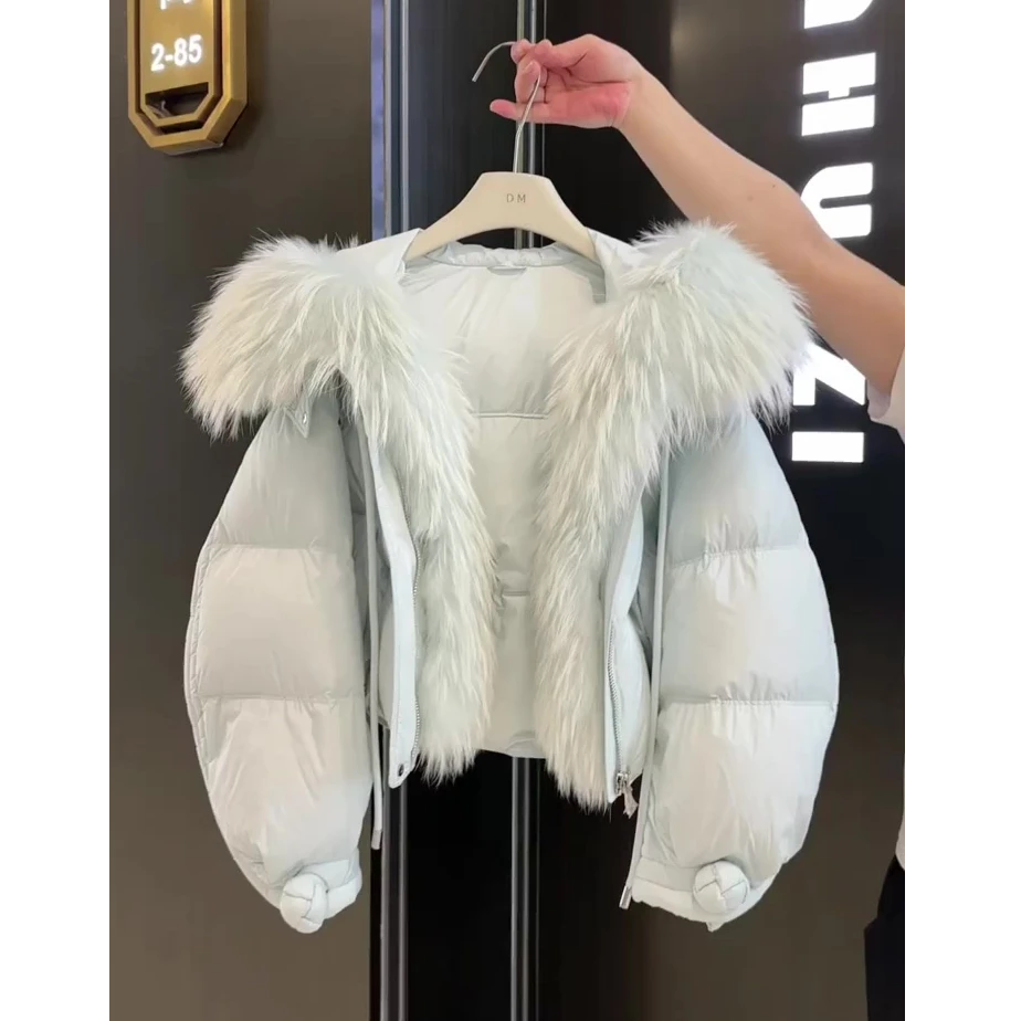 2024年秋冬新款大毛领休闲保暖棉服女韩系时尚短款厚款棉衣外套