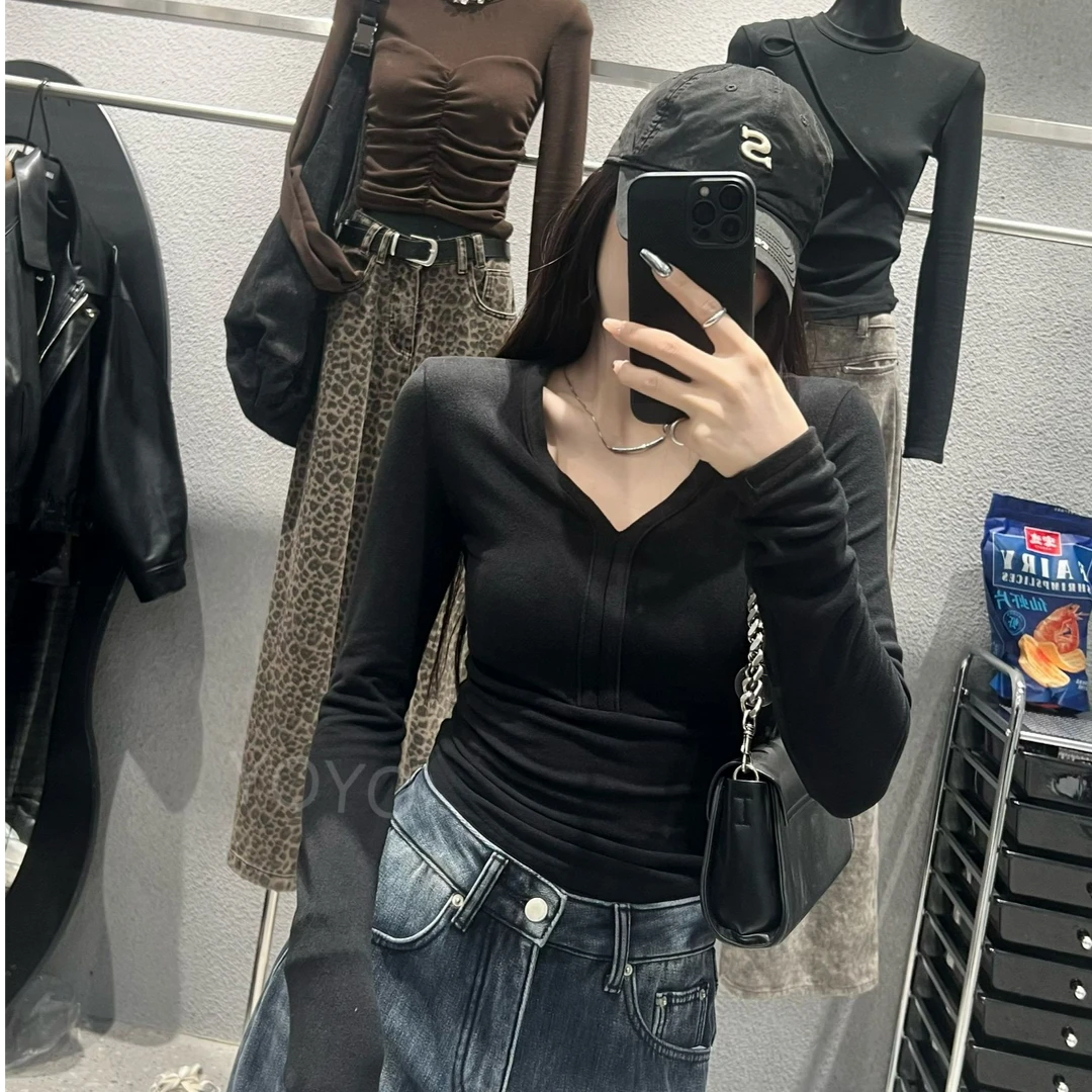 YOYO自制【蛋白亲肤】双面抓绒冬款网红小众设计感纯色长袖上衣