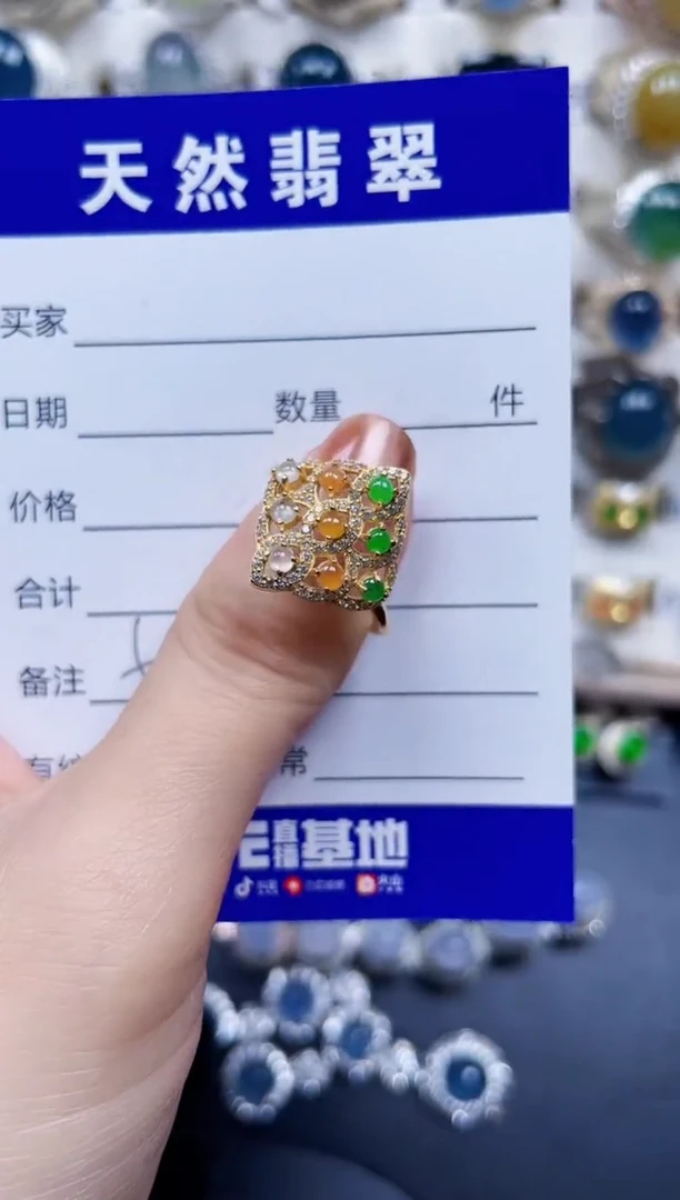 银S925镶嵌戒指翡翠503