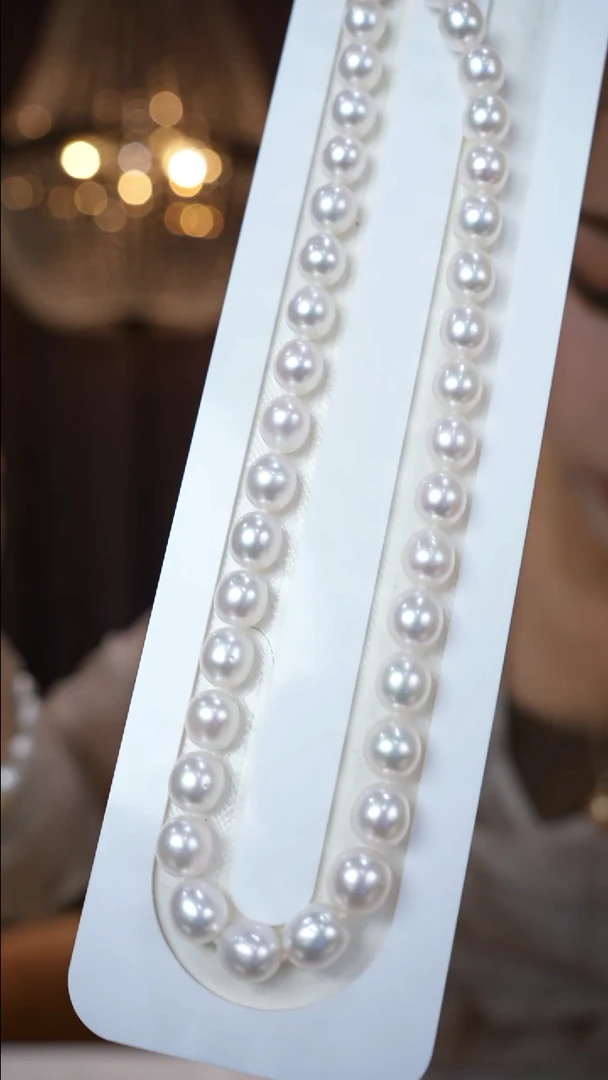 项链14K金镶嵌海水珍珠澳白8-10mm