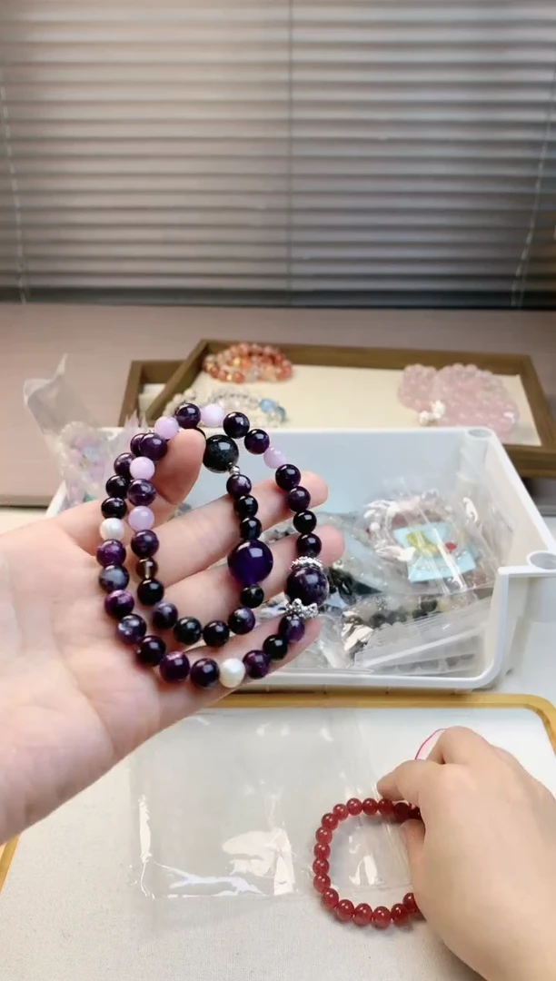 【闪购商品】水晶珠宝半成品未镶嵌紫祖母双圈