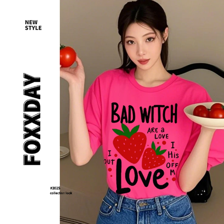 FOXXDAY小众潮牌【爱吃草莓】情侣纯棉休闲短袖t恤ins男女上衣半袖