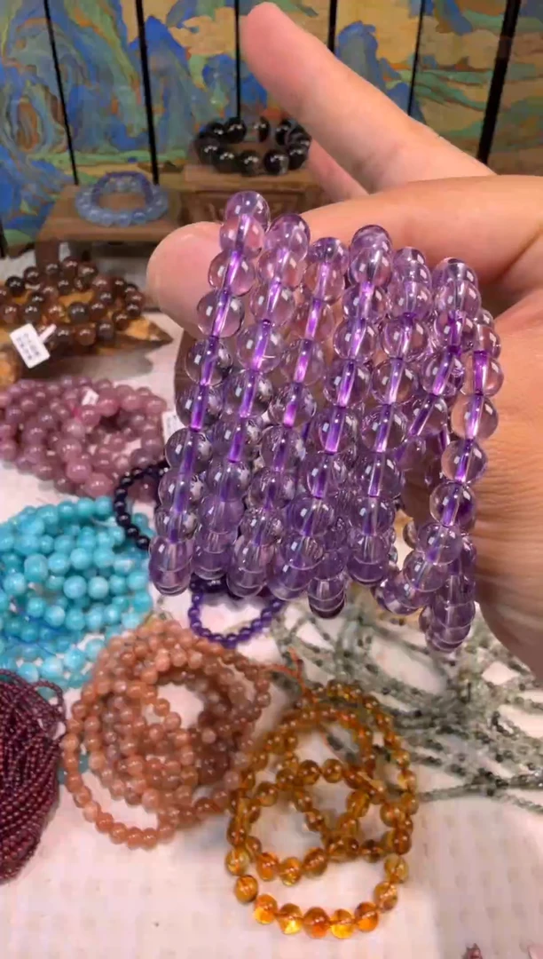 水晶手串未镶嵌玻利维亚紫水晶手串