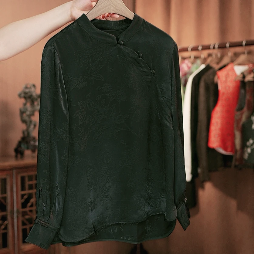 【 素影斜襟】新中式桑蚕丝中国风女装打底