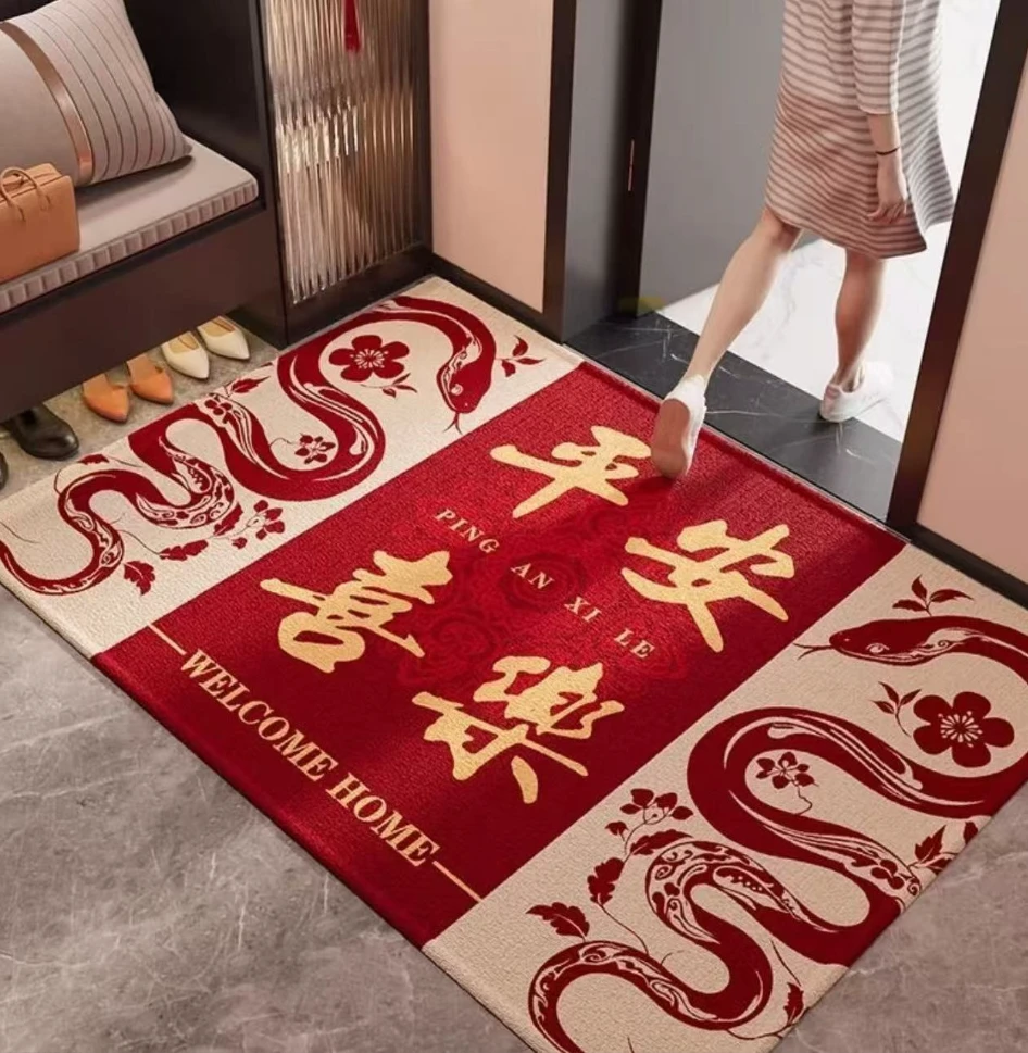 【蛇年平安喜乐】70*100地垫水晶绒吸水浴室卫生间脚儿童垫台凳SJQ