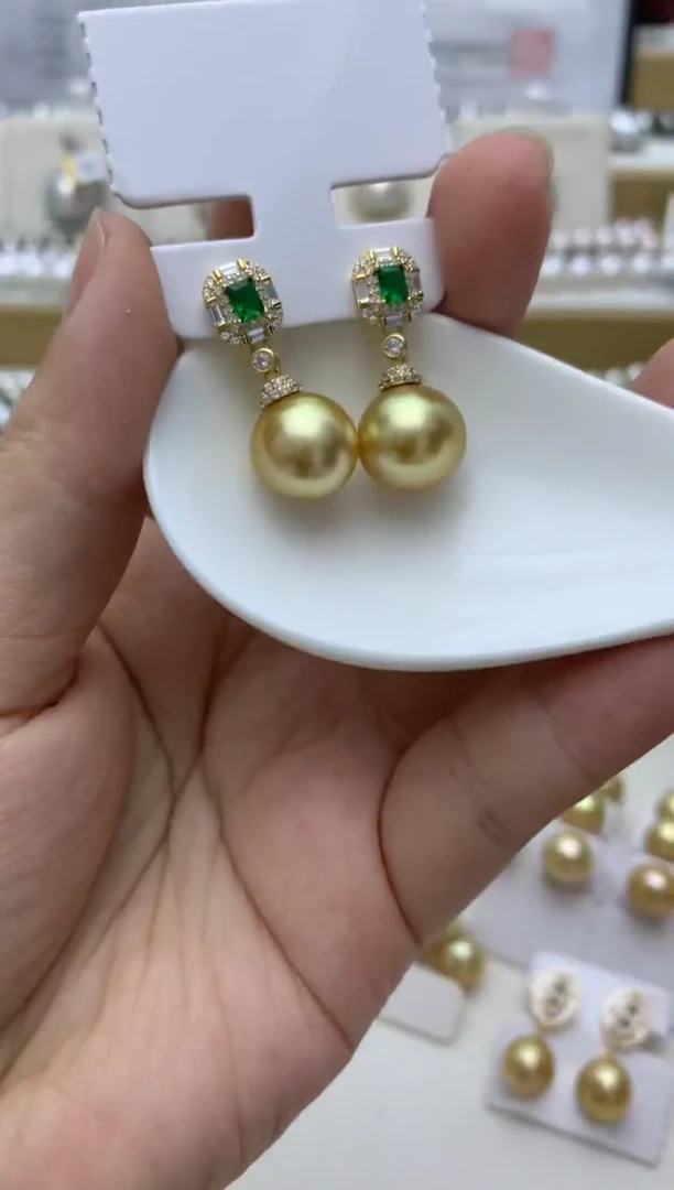 银S925镶嵌耳饰海水珍珠e66