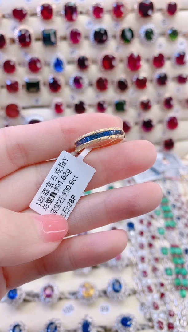 戒指蓝宝石18K金镶嵌B**~1