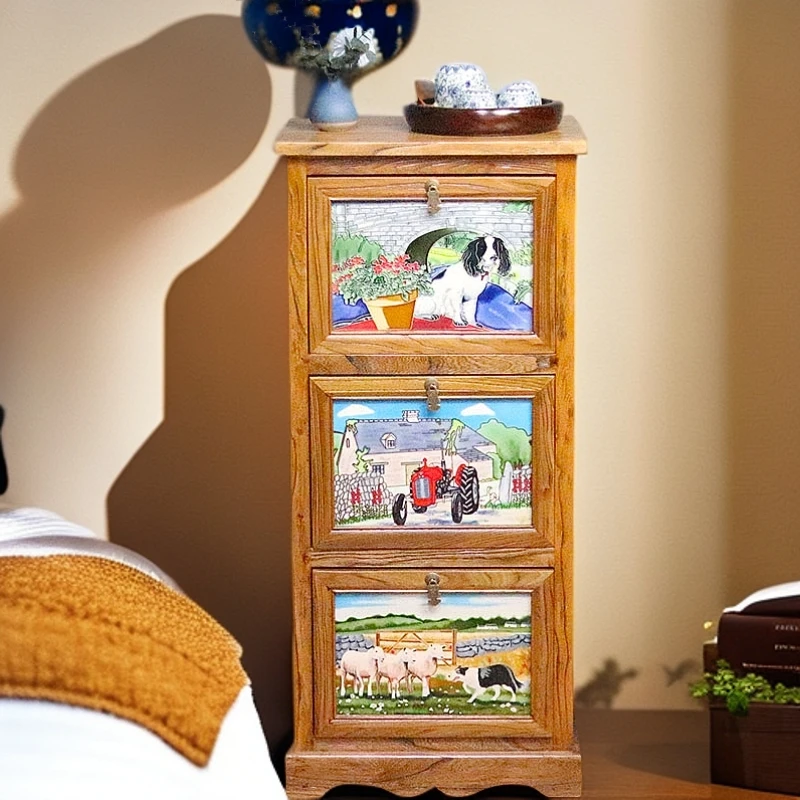 边角柜-老榆木榫卯工艺新中式复古收纳柜