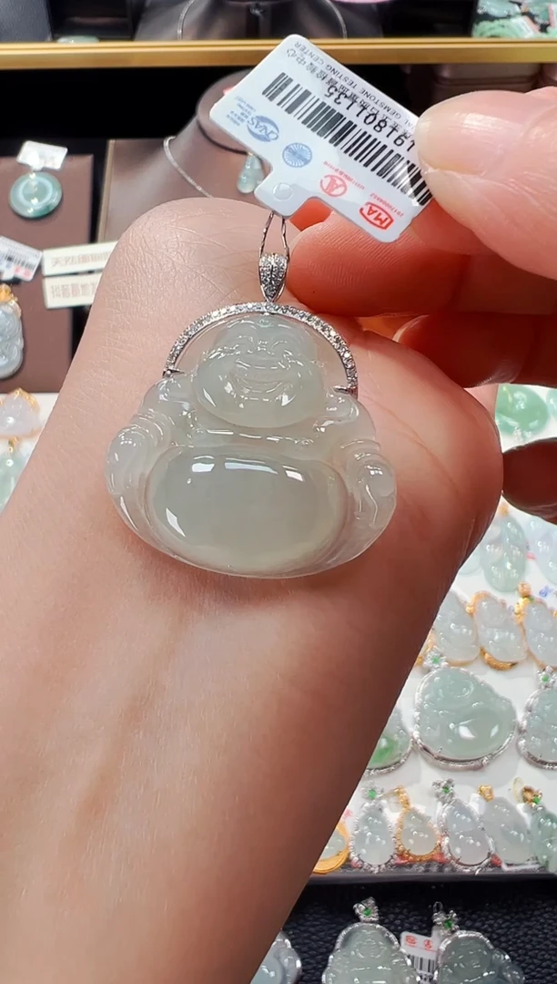 【闪购商品】翡翠吊坠(不含链)18K金镶嵌佛公吊坠1135