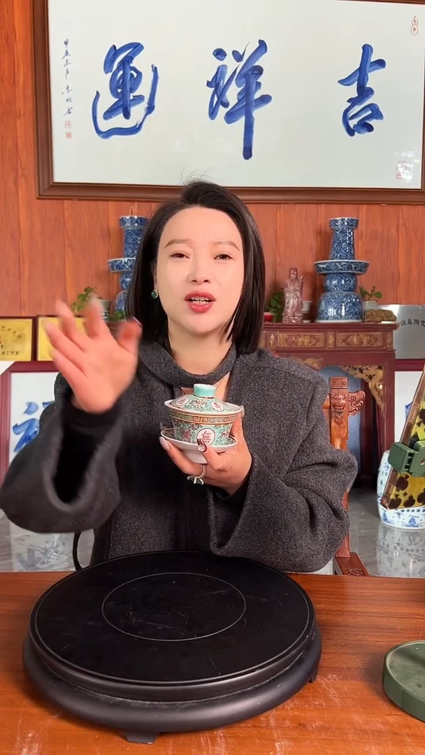 摆件陶景德镇精美陶瓷盖碗