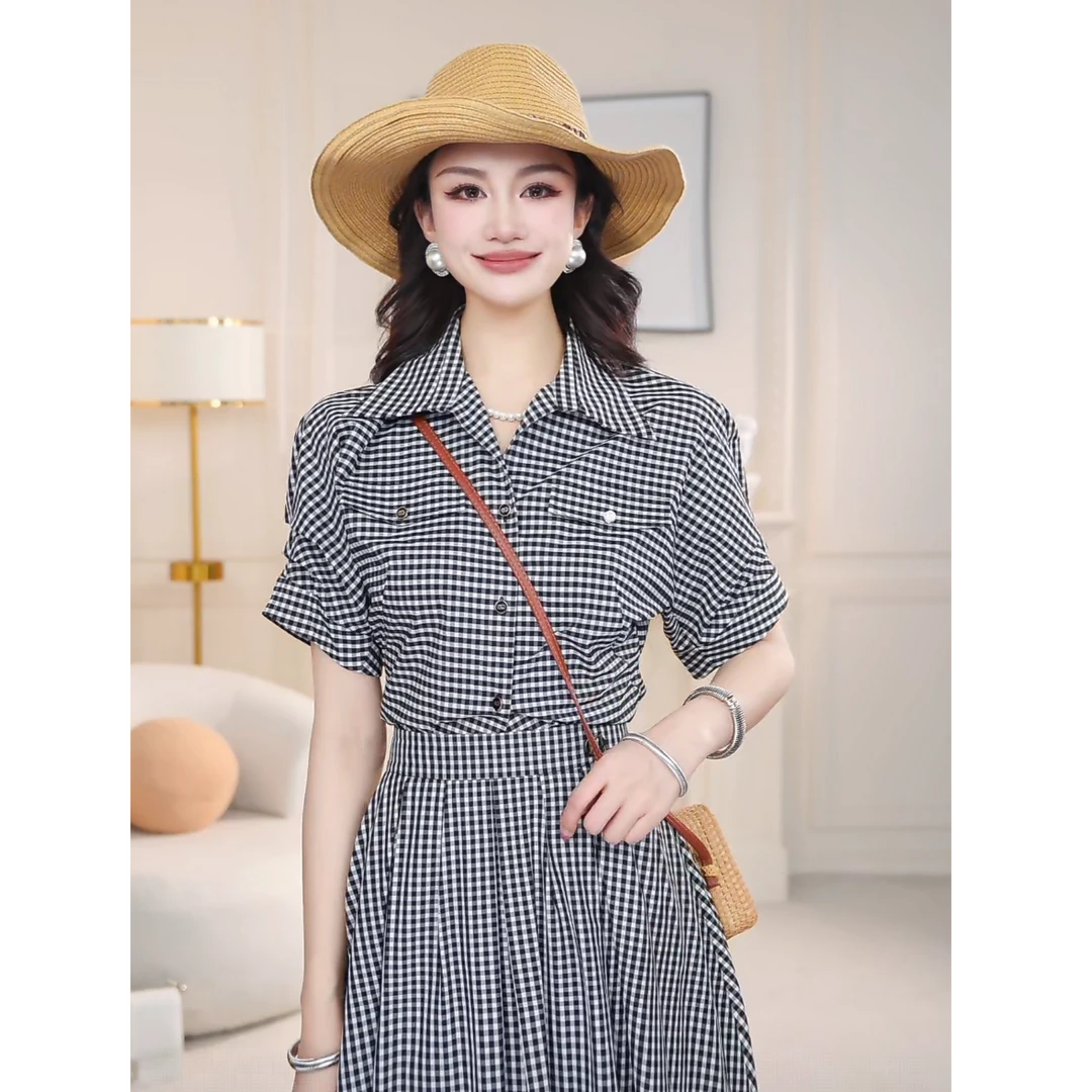 NEXY.CO/奈蔻上衣|千鸟格|仲夏出行|智美穿搭|高质穿搭|XE00618