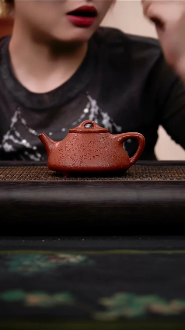 茶壶紫砂老朱泥 子冶石瓢