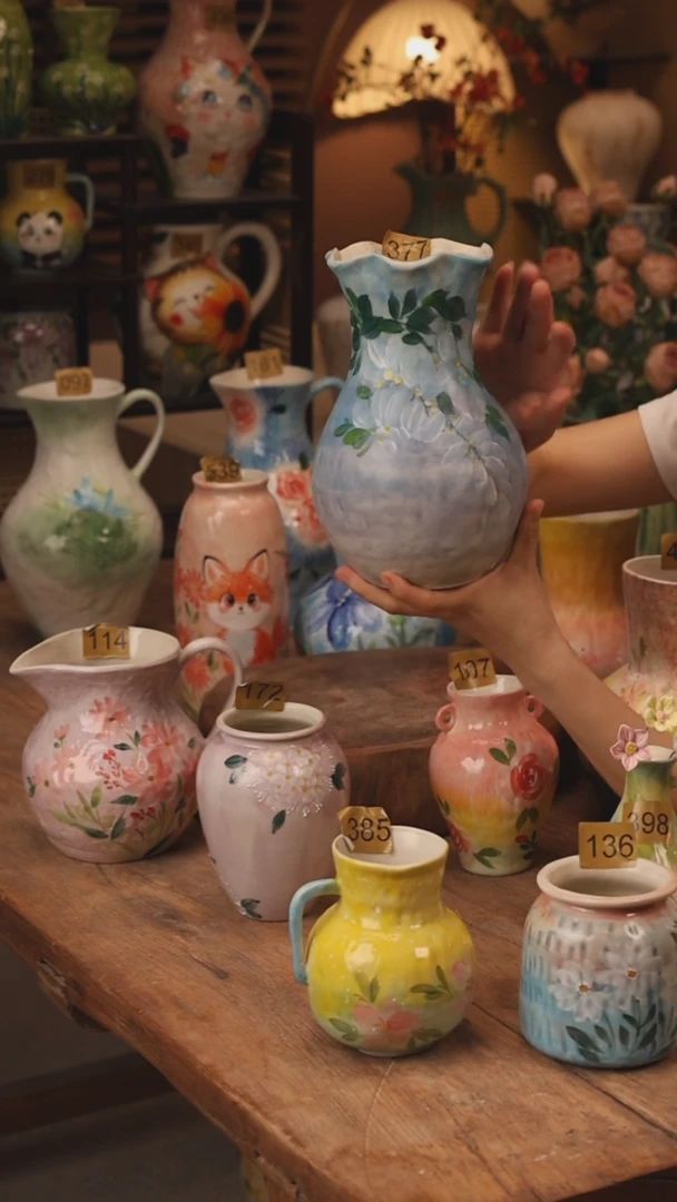 陶瓷377景德镇设计师手作花器摆件侘寂风