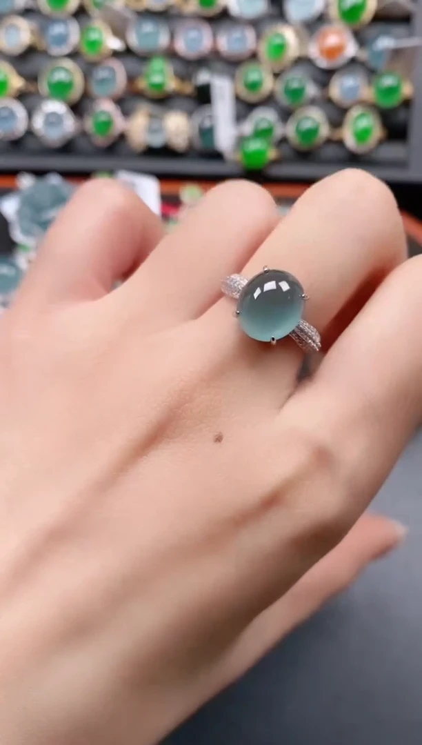 银S925镶嵌戒指翡翠1