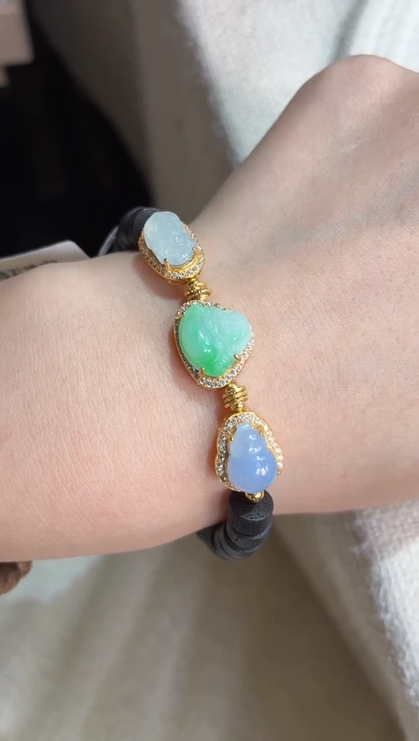 吊坠(不含链)银S925镶嵌翡翠手串