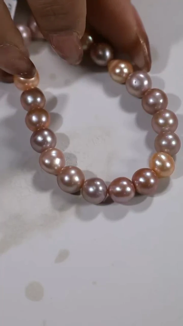 银S925镶嵌手链淡水珍珠淡水无核糖果弹力手链