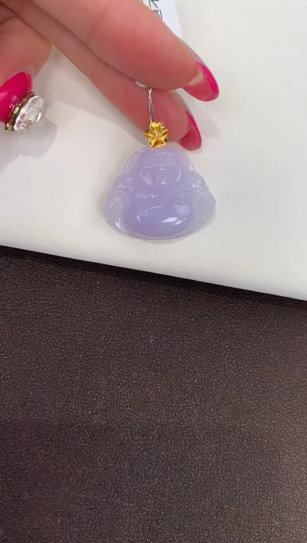 颈饰18K金镶嵌翡翠天然缅甸a货翡翠