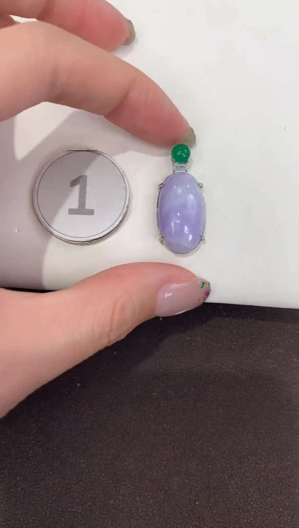 颈饰银S925镶嵌翡翠天然缅甸A货翡翠