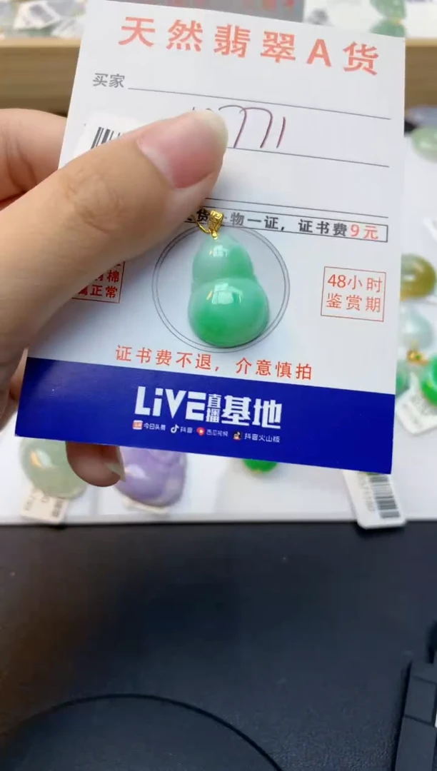 颈饰18K金镶嵌翡翠天然缅甸A货翡翠