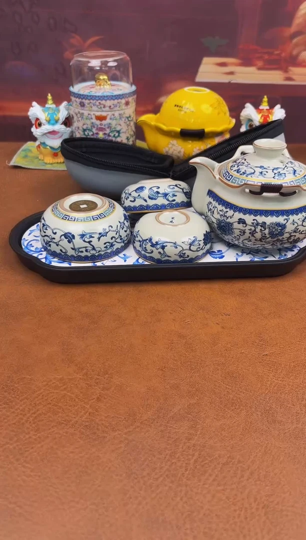 陶瓷茶具摆件旅行套组