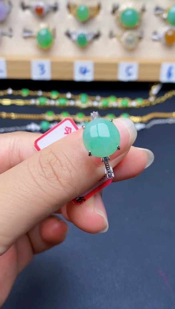 银S925镶嵌戒指翡翠7026