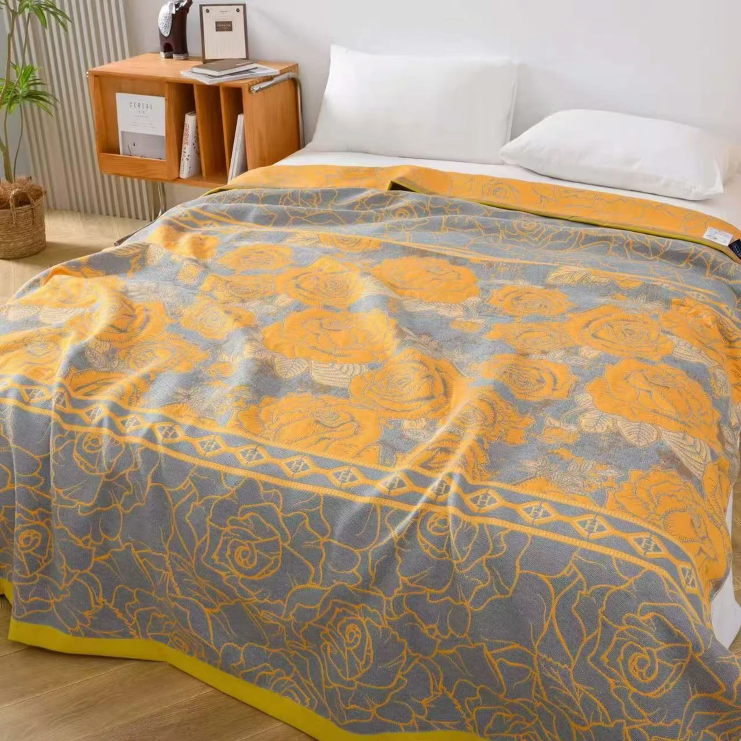 纯棉纱布盖毯--枫叶玫瑰200*230