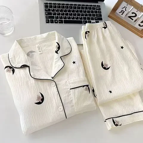 月亮熊高级奶系云朵棉睡衣秋冬女款爆款2025新家居服套装长裤长袖
