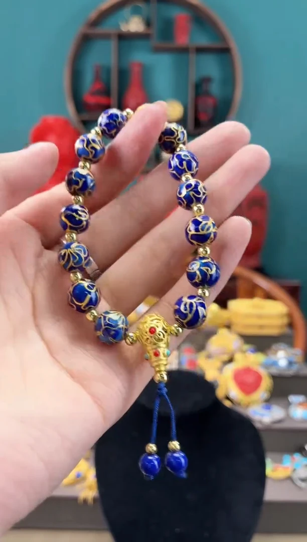 非遗手工景泰蓝手串1.0万花宝蓝