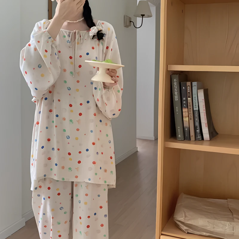 2025新款春夏棉绸国风宽松慵懒感睡衣女人棉垂感可外穿居家服套装