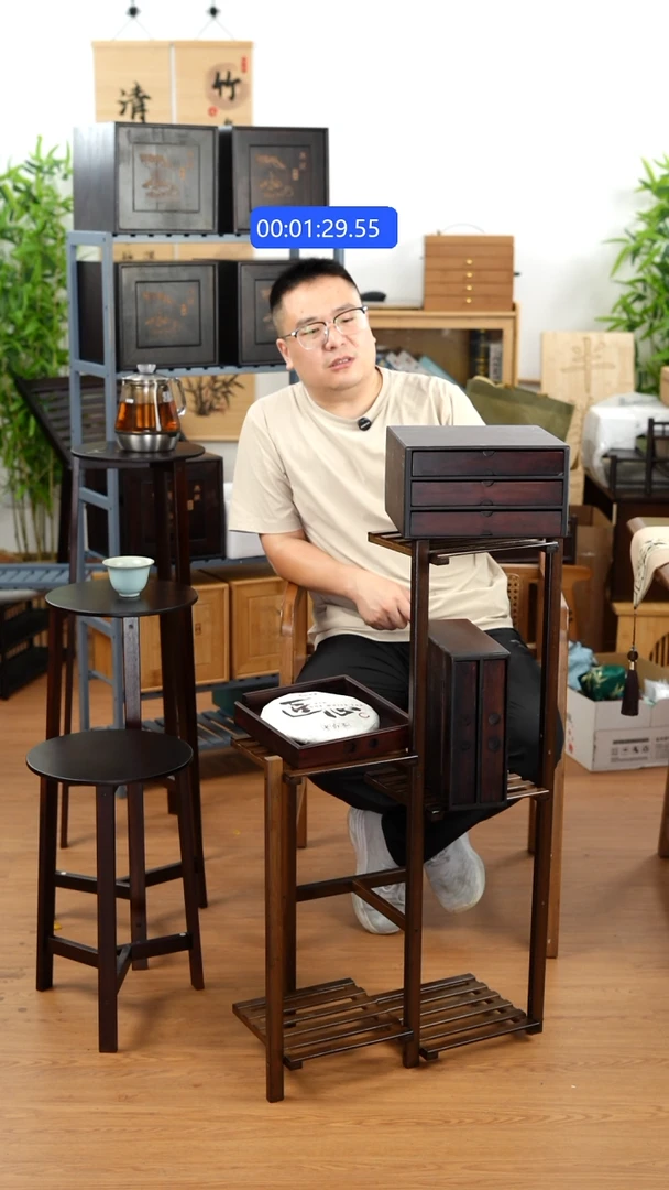 竹楠竹三层茶品盒子