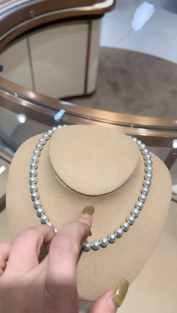 海水珍珠银S925镶嵌套链海水珍珠项链