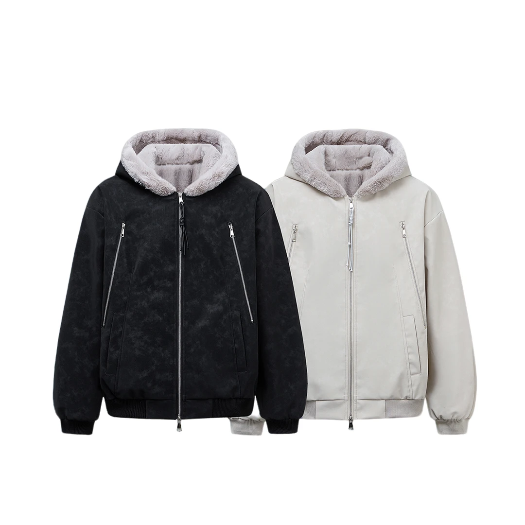 冬季加绒加厚座山雕棉服男女情侣百搭潮牌连帽夹克皮衣爆款棉衣